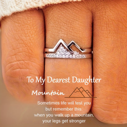 Fashion ring silver-plated trendy mountain design shop with sparkling Zirconia, suitable for men and Women's daily matching party accessories