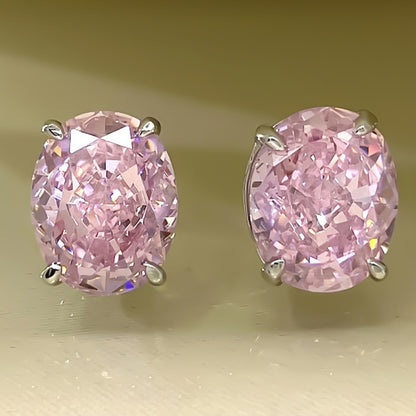 1 pair of simple oval design stud earrings, inlaid with cubic zirconia elegant luxury style women's daily party earrings