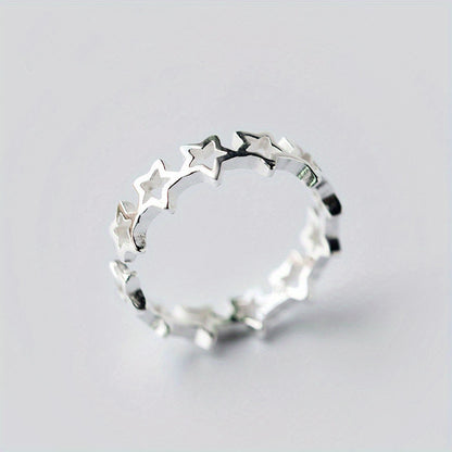 Women's daily casual simple ring accessories, adjustable ring with hollow star opening