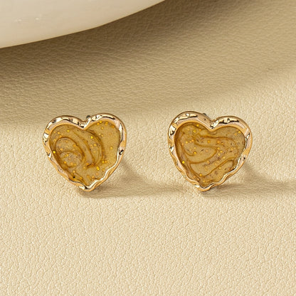 Valentine's Day simple love stud earrings 14K gold-plated jewelry Women's gift 1 pair