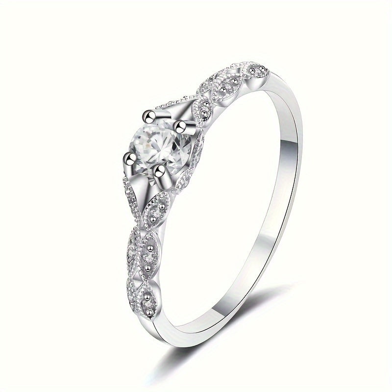 Elegant and minimalist 4-claw cubic zirconia engagement ring - perfect for weddings, anniversaries and casual decor