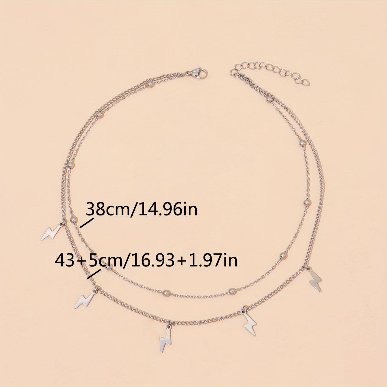 Elegant Double-layer Lightning Pendant Bead Chain Clavicle Chain Necklace Ladies Daily Accessories