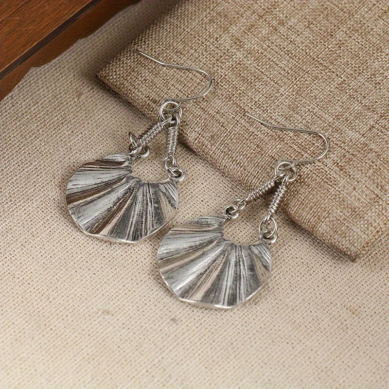 Vintage Round Pendant Earrings Vintage Bohemian Silver Plated Jewelry Fashion Ladies Gift