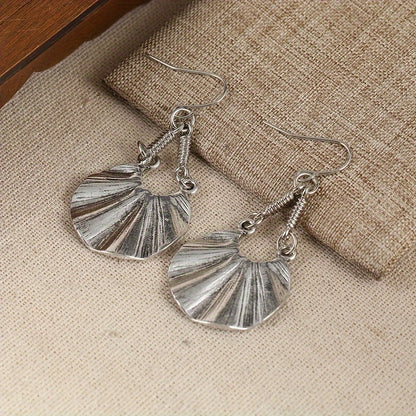 Vintage Round Pendant Earrings Vintage Bohemian Silver Plated Jewelry Fashion Ladies Gift