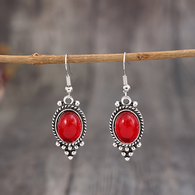 Vintage bohemian style alloy earrings, inlaid with crystal, iron ear needles, non-feather material, suitable for daily wear, suitable for all seasons