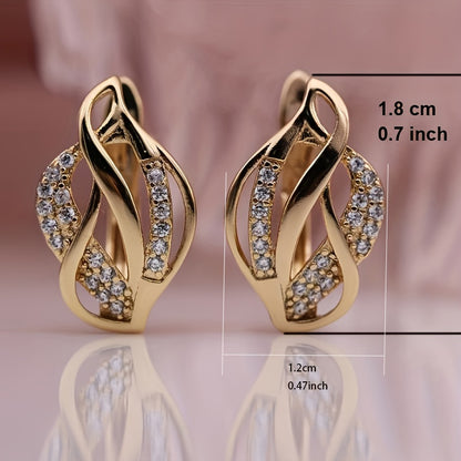 Elegant 18K Gold Plated Infinity Hug Earrings with Sparkling Zirconia - Nickel Free, Perfect for Brides and Casual Dresses, April Birthstone Jewelry Gifts, Bridal Wedding Jewelry