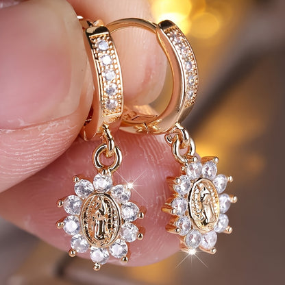 An elegant and luxurious Women's pendant set, suitable for engagement and wedding occasions, copper ear pins, non-feather design, suitable for all seasons