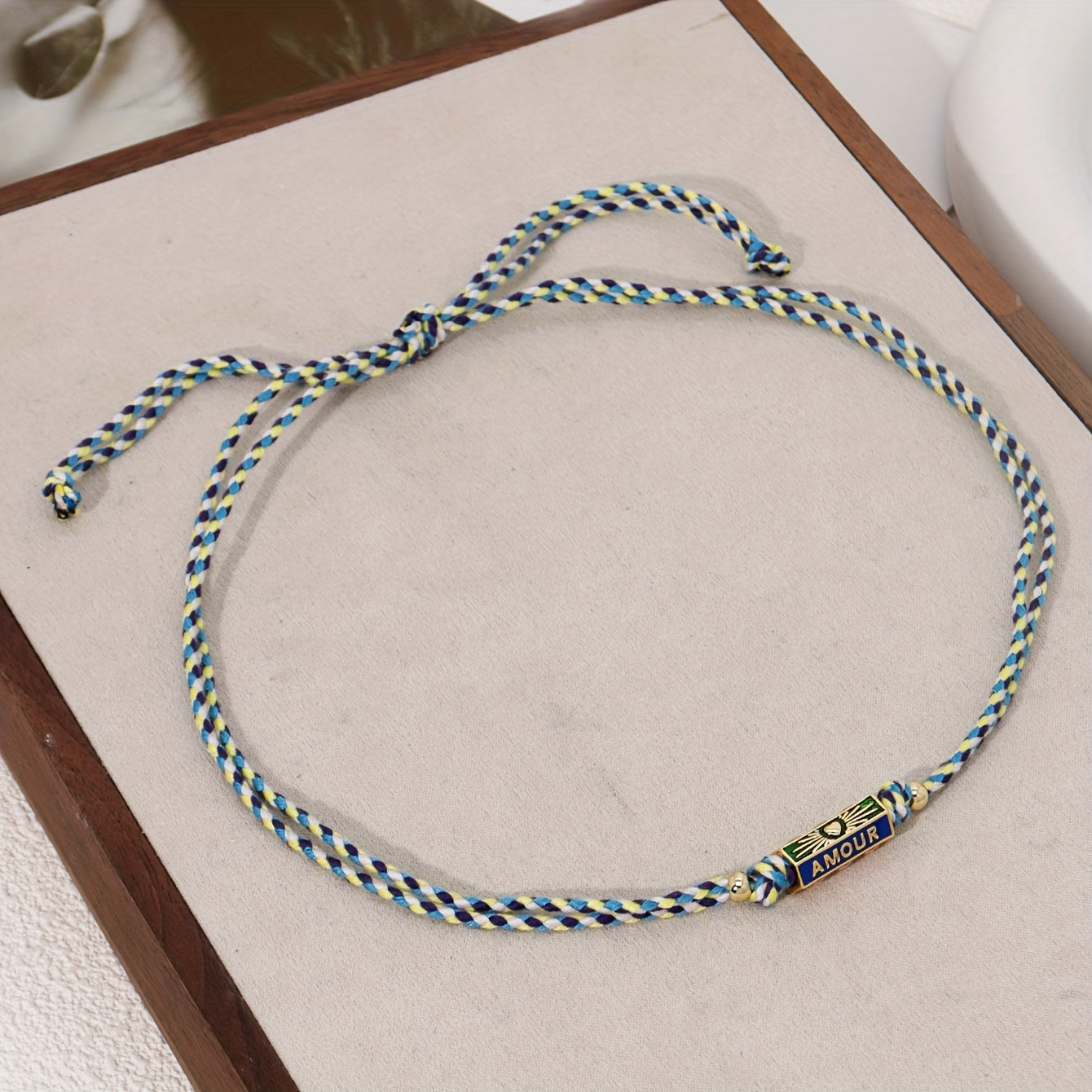 A tribal style handwoven rope pendant necklace for women with copper metal letter pendant - stylish vacation party jewelry accessories, unplated - daily and party wear, suitable for all seasons (1 piece)