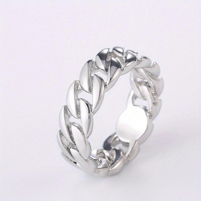 Unisex punk silver-plated twisted chain ring with jewelry party decor