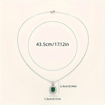 Classic 4 Claw Set Synthetic Green Gemstone Pendant Necklace Women's, Party Anniversary Gift, Casual Clothing Necklace Jewelry