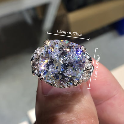 High Quality 925 Silver Plated 4 Claw Inlay, White, Rhinestone, Leaf Vine, Zircon, Rings, Ladies, Wedding, Luxury, Rings, Jewelry