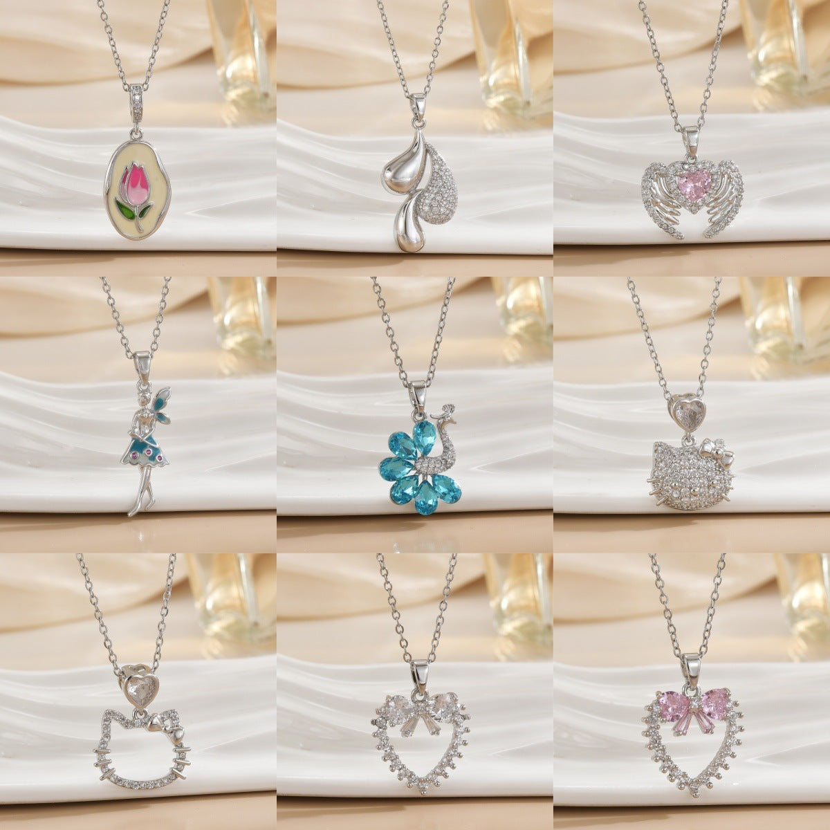 Necklace female European and American new 2024 Santa Claus flower cute animal love pendant niche fashion jewelry