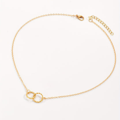 Elegant Double Ring Decorative Collarbone Chain Ladies Necklace Dating Holiday Sweater Accessories