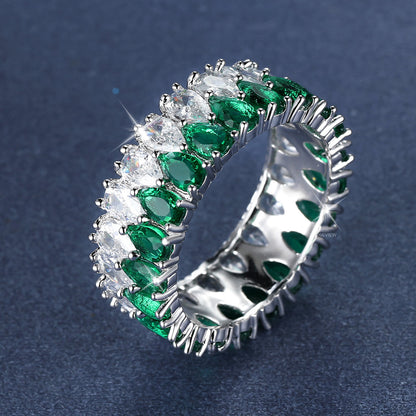 Double row water drop ring, premium 3A zircon, super flash ring, jewelry, wedding ring, Valentine's Day gift.