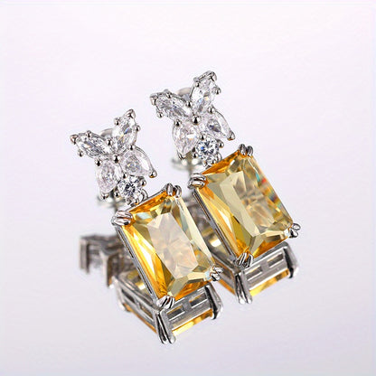 Delicate four-claw topaz butterfly sparkle Zirconia pendant earrings silver-plated jewelry gift party decorations, ladies