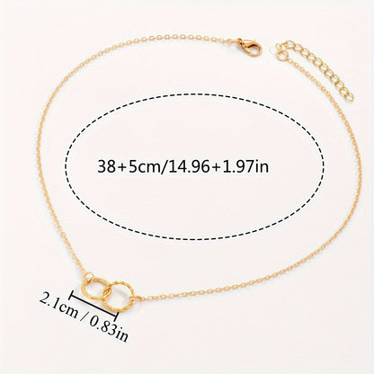 Elegant Double Ring Decorative Collarbone Chain Ladies Necklace Dating Holiday Sweater Accessories