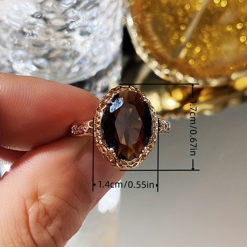 Vintage Plated 4 Prong Setting Oval Cut Emerald Gemstone Rings Bridal Wedding Party Fashion Rings For Women