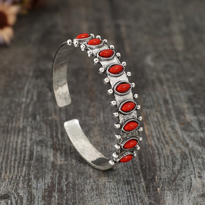 Bohemian style inlaid turquoise retro wind zinc alloy bracelet