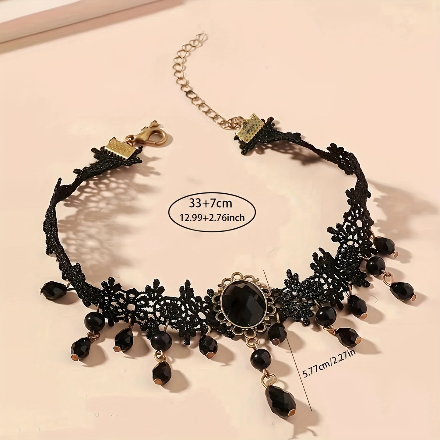 Vintage Gothic Black Tassel Lace Short Necklace Necklace Women's Jewelry Gift