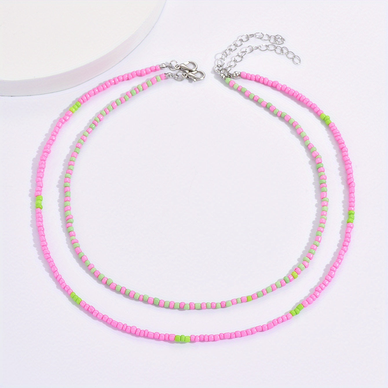 2 Bohemian handmade beaded rice necklaces, summer beach vacation accessories