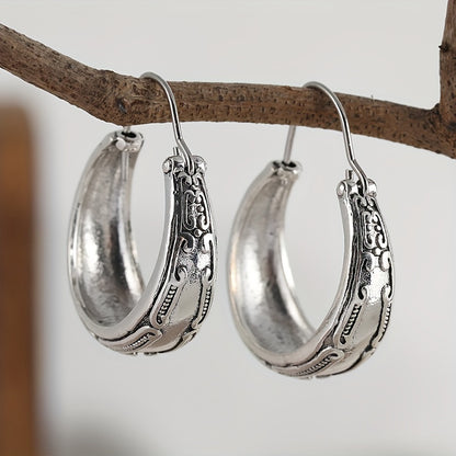 Vintage bohemian earrings, 925 silver galvanized alloy, handmade with texture art, copper ear needles, suitable for daily wear and gift giving, ladies, suitable for Valentine's Day