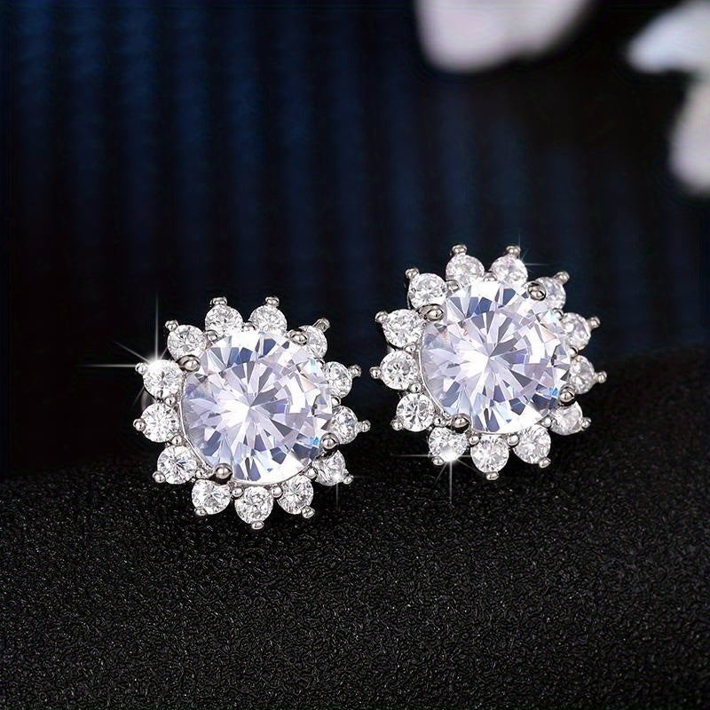 [Copper Earrings] Elegant and simple earrings, copper plated nickel-free, synthetic Zirconia, April birthday stone, suitable for daily wear and parties, Valentine's Day gifts, novel earrings