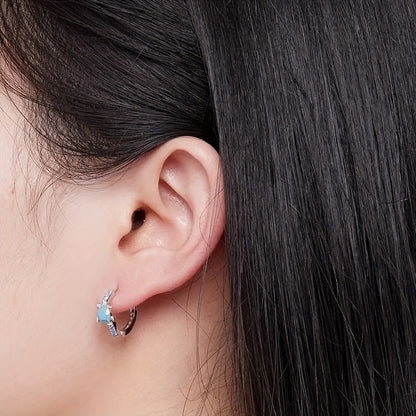 Ladies' elegant bohemian turtle earrings with synthetic sapphire, March birthday stone, nickel-free copper, animal-themed design, suitable for daily and party wear