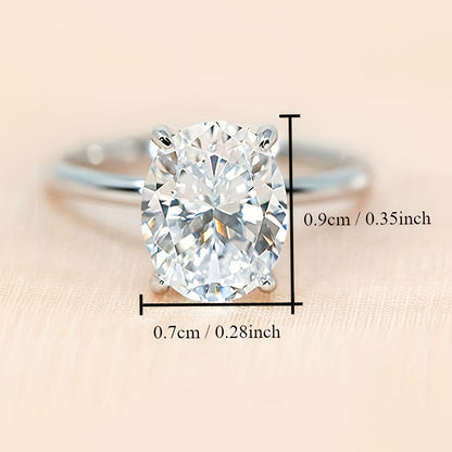 Stylish and simple four-claw Zirconia silver-plated Women's ring, ideal for engagements, weddings and banquets, fine jewelry accessories