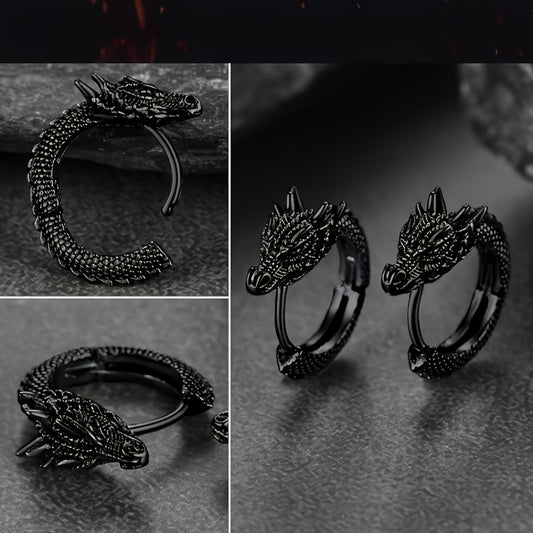 dragon earrings, gothpunk animal theme, copper nickel-plated lead-free, suitable for everyday and party occasions, Halloween accessories - a pair