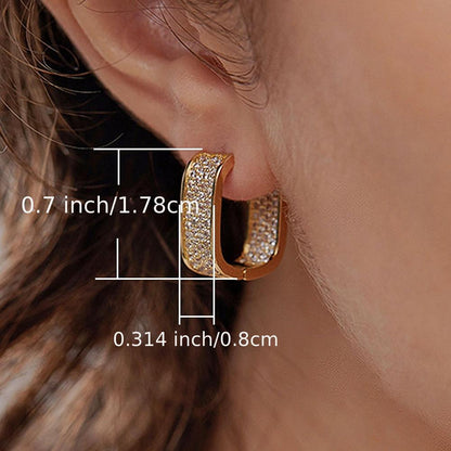 Dainty Paved CZ Hoop Earrings 18k Gold Plated Ear Jewelry Decoration For Women & Girls Daily Wear