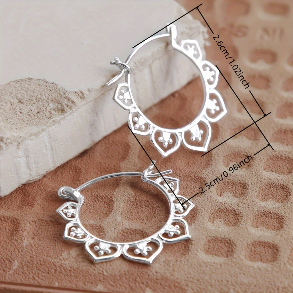 Retro-style ring earrings, jewelry lace round design, unique women's earrings