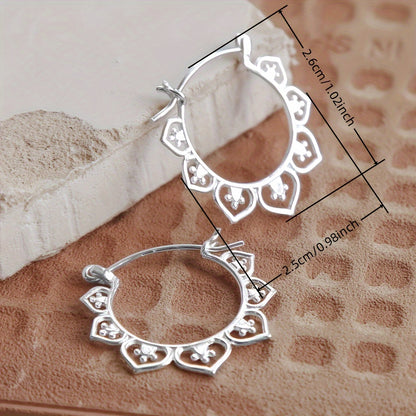 Retro-style ring earrings, jewelry lace round design, unique women's earrings