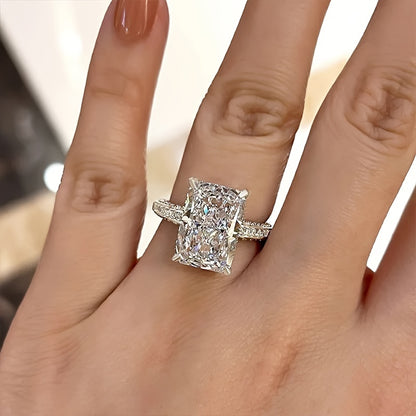 Elegant promise ring set with sparkling Zirconia, rectangular shape, engagement/wedding ring, dinner party decoration, symbol of beauty and elegance