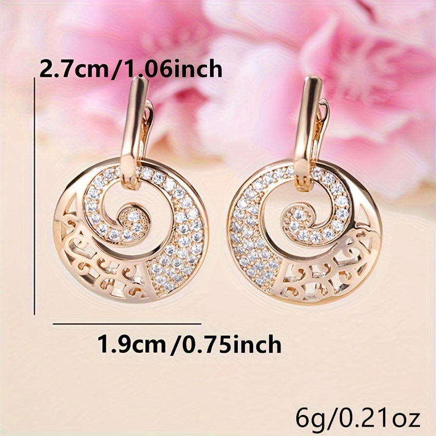 Chic sparkly elegant gold-toned hanging earrings with sparkling white gemstones for pretend play