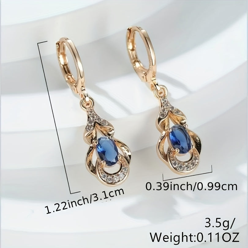 Ladies Elegant Zircon Earrings 18K Gold Plated Earrings Banquet Dinner Decoration