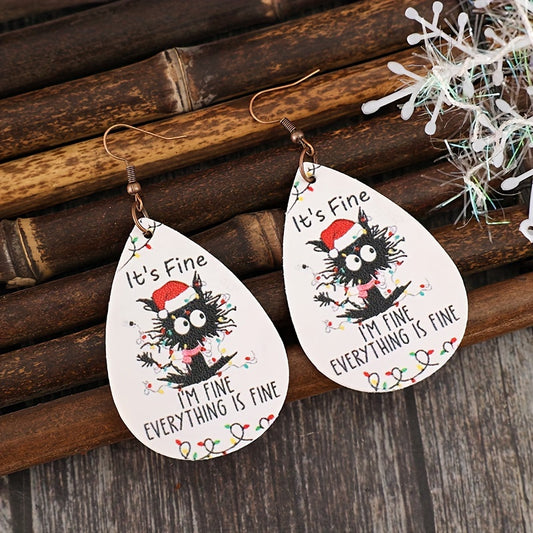 Fun Cat Fun: Christmas Cat Earrings - Perfect for Gifts and Parties!