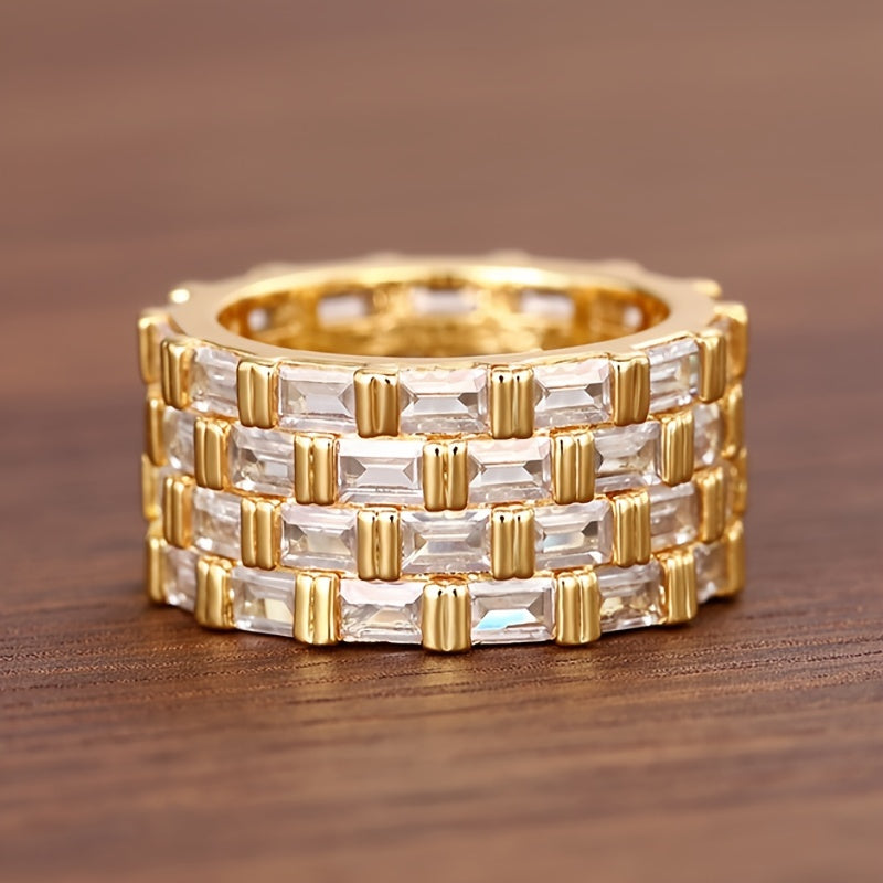 Vintage luxury zircon ring full of diamonds, unisex party banquet daily casual jewelry, suitable for gifts from family and friends