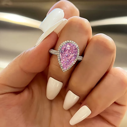 Elegant Teardrop Shaped Yellow Jewel Engagement Ring - Ladies Luxury Commitment Ring for Weddings and Special Occasions