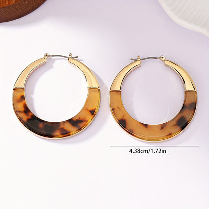 Leopard Resin Ring Earrings - Zinc Alloy with Stainless Steel Stud Earrings for Casual Decoration