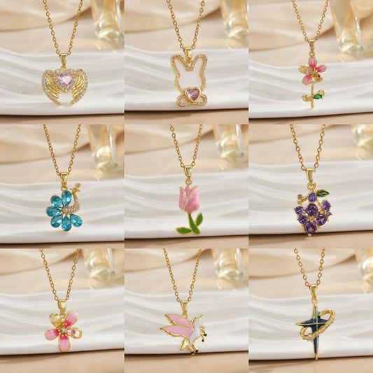 Necklace female European and American new 2024 Santa Claus flower cute animal love pendant niche fashion jewelry