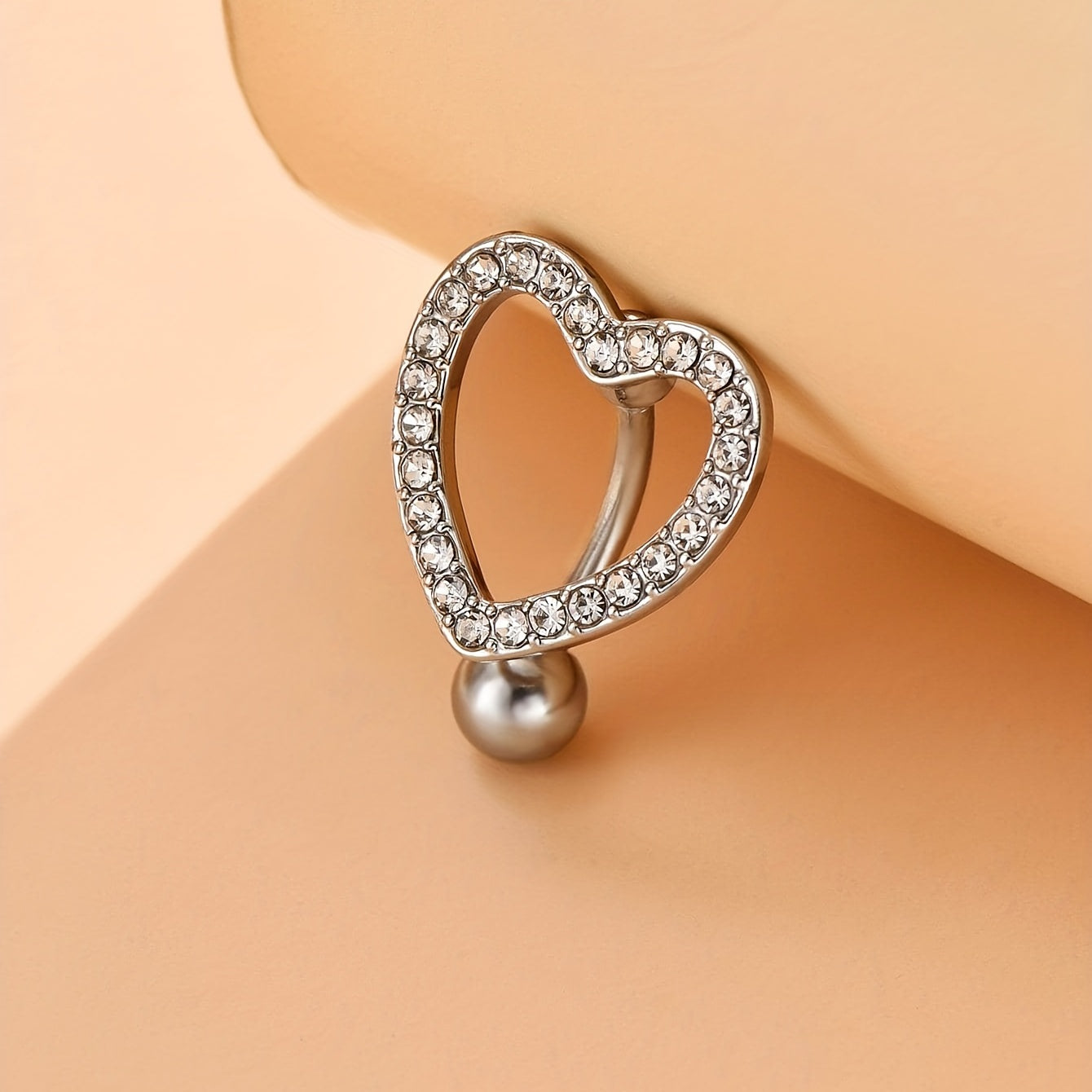 Shining Cubic Zirconia Heart Navel Ring - Sexy Hollow Design for Parties and Holidays