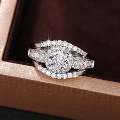 Classic Ladies Ring Silver Paw Set Zirconia Ring Princess Romantic Wedding Party Jewelry Everyday Casual Accessories