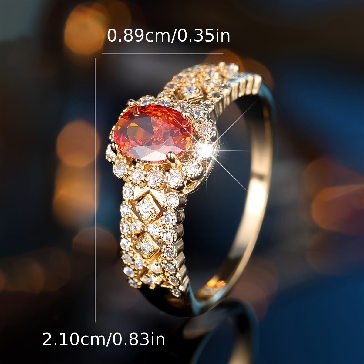 Ladies Elegant Bohemian Engagement Ring, Red Oval Gemstone with Synthetic Cubic Zirconia, Copper Ring, Luxury Wedding & Banquet Jewelry, All Season Accessories