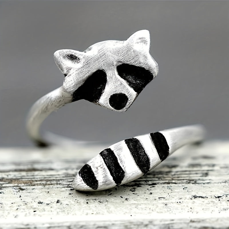 Creative new raccoon open ring