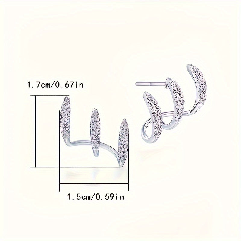 2 simple curved claw stud earrings, sparkling, stylish and elegant rhinestone stud earrings, women's jewelry