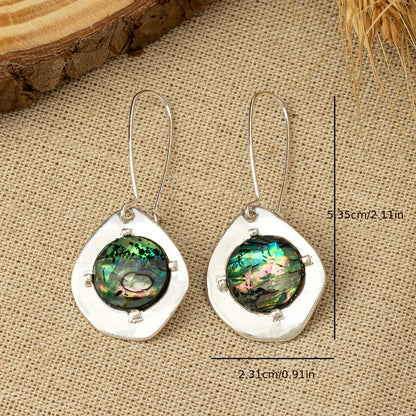 Vintage Abalone Shell Pendant Earrings Bohemian Personality Pendant Earrings Jewelry Gift for Mom Lady