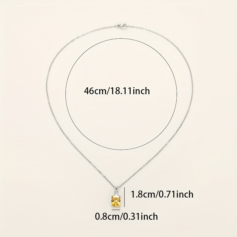 Citrine Gemstone Pendant Necklace Silver Plated Birthstone Fine Jewelry Engagement Wedding Party Gift for Women