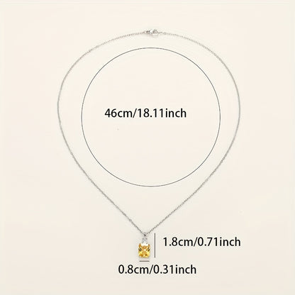 Citrine Gemstone Pendant Necklace Silver Plated Birthstone Fine Jewelry Engagement Wedding Party Gift for Women