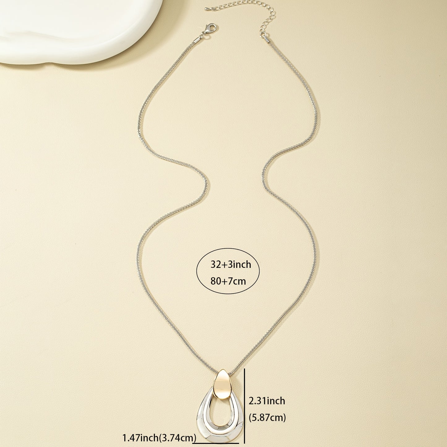 Women's Simple Water Drop Pendant Long Necklace Sweater Chain