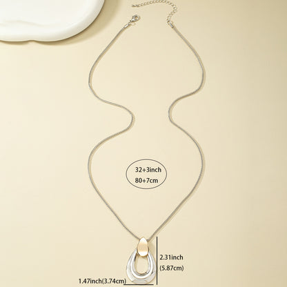 Women's Simple Water Drop Pendant Long Necklace Sweater Chain